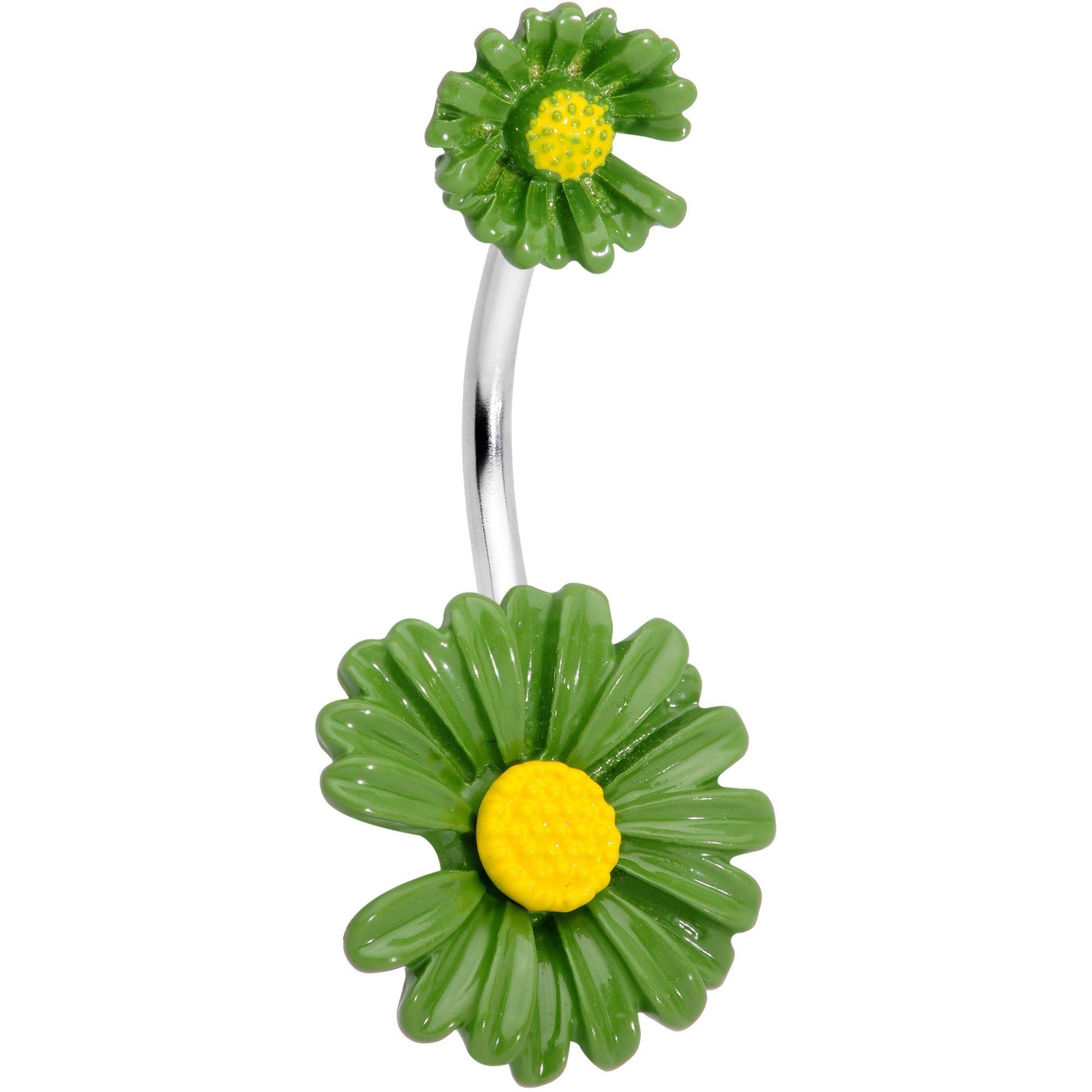 BodyCandy Green Double Flower Double Mount Belly Ring — main product shot