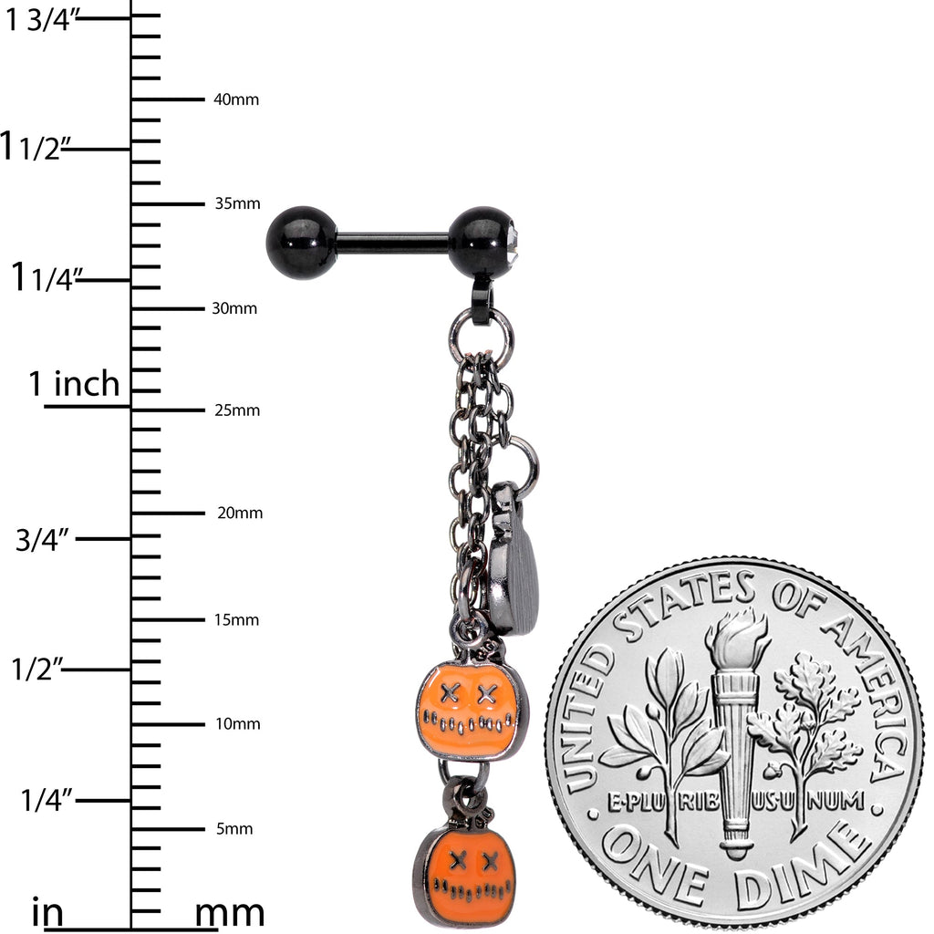 BodyCandy 16G 1/4 Clear Gem Black Halloween Pumpkin Dangle Cartilage — lifestyle context