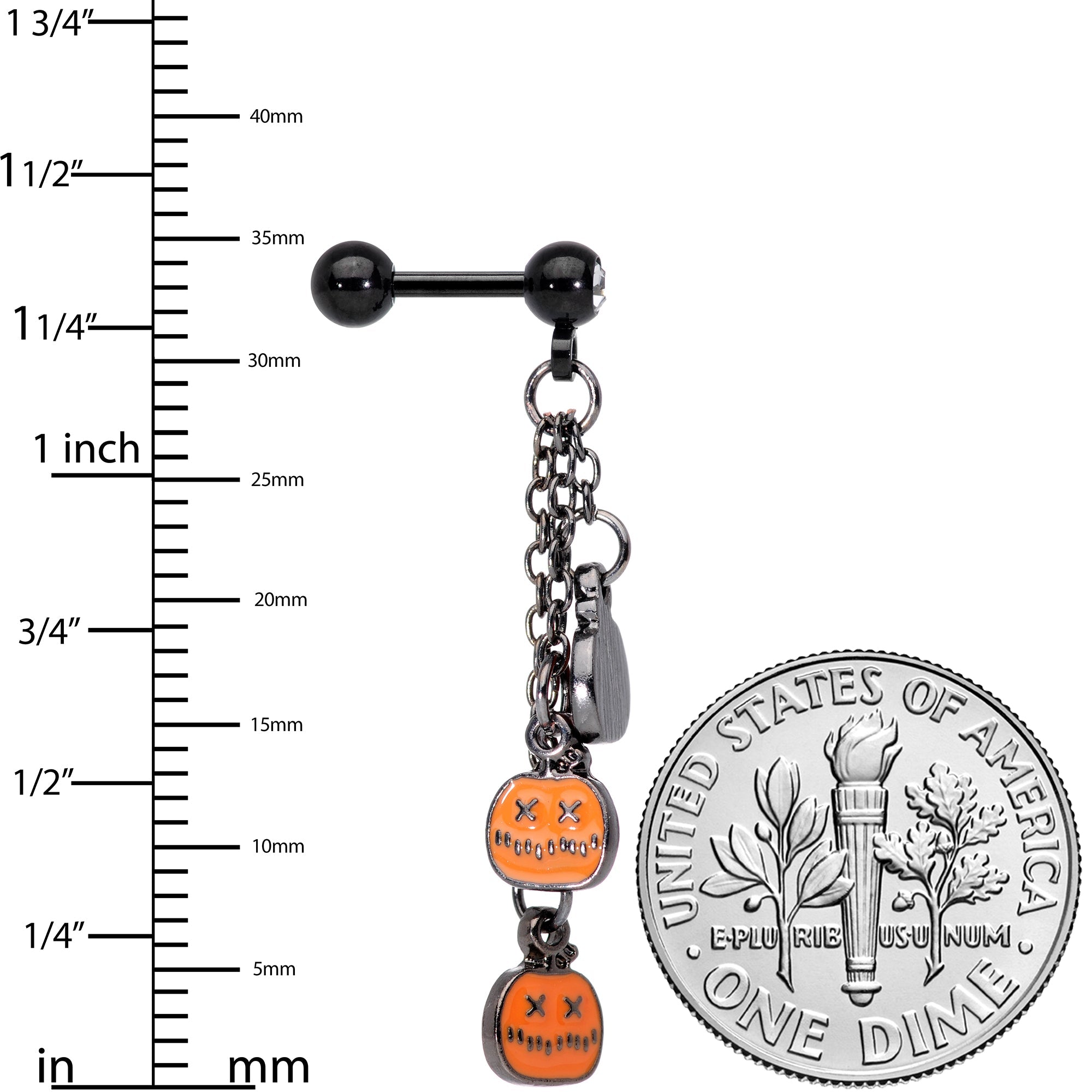 BodyCandy 16G 1/4 Clear Gem Black Halloween Pumpkin Dangle Cartilage — lifestyle context