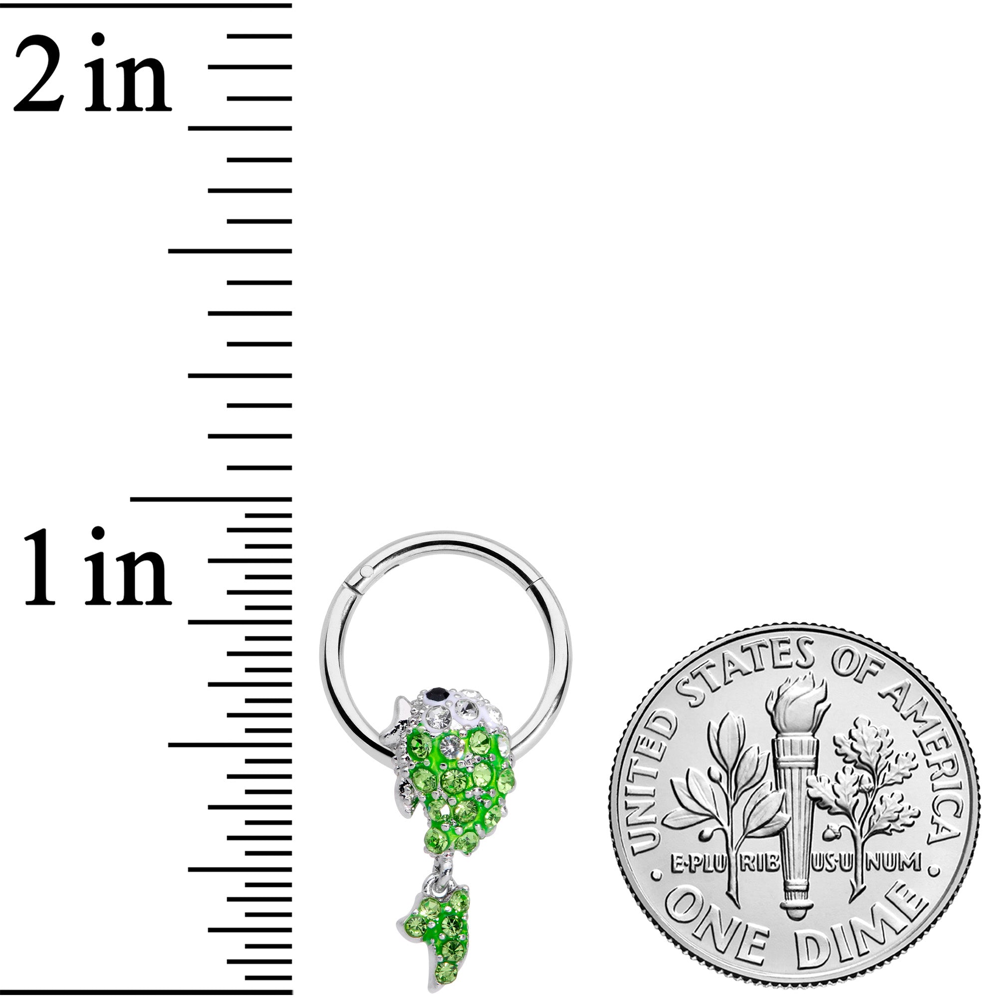 BodyCandy 16G 3/8 Green Gem Sweet Fish Dangle BCR Captive Bead Ring — lifestyle context