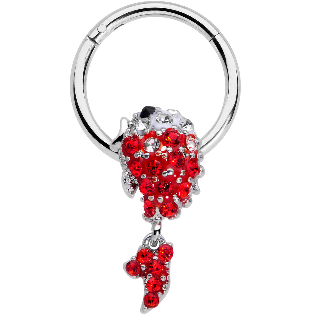 BodyCandy 16G 3/8 Red Gem Sweet Fish Dangle BCR Captive Bead Ring — main product shot