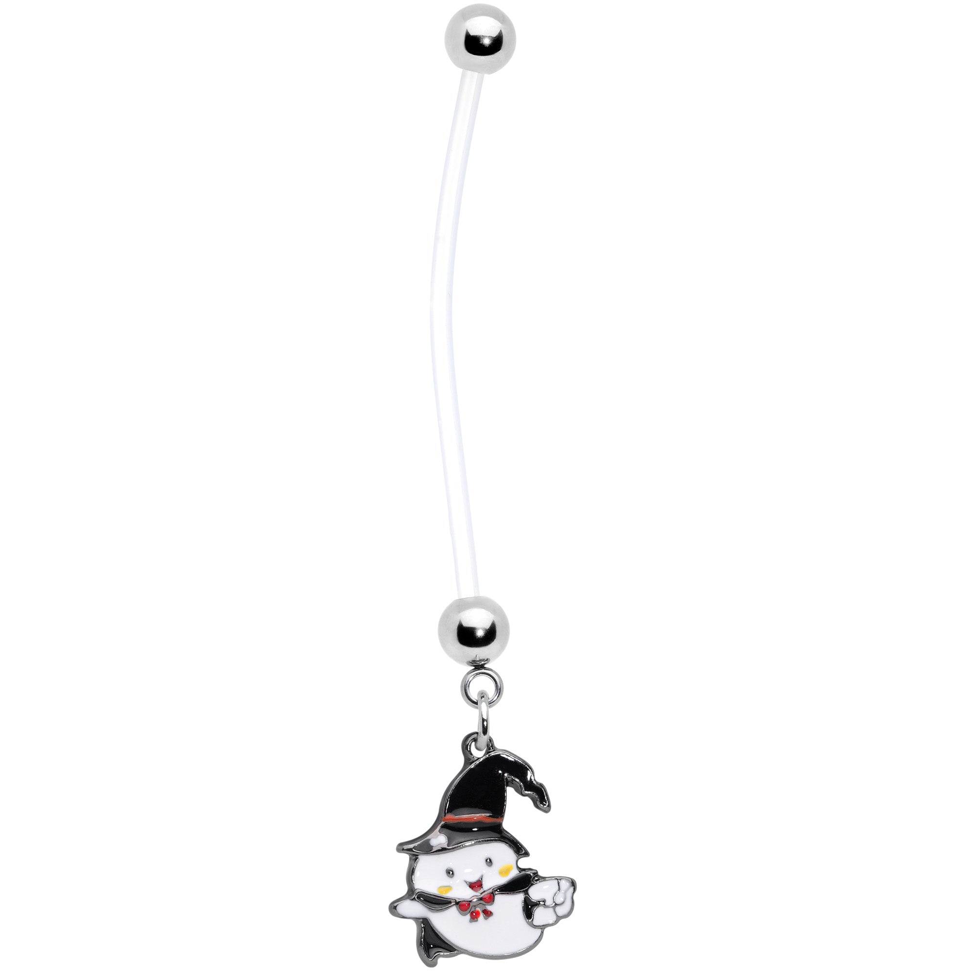 BodyCandy Clear Bioplast Witchy Ghost Halloween Dangle Pregnancy Belly Ring — main product shot