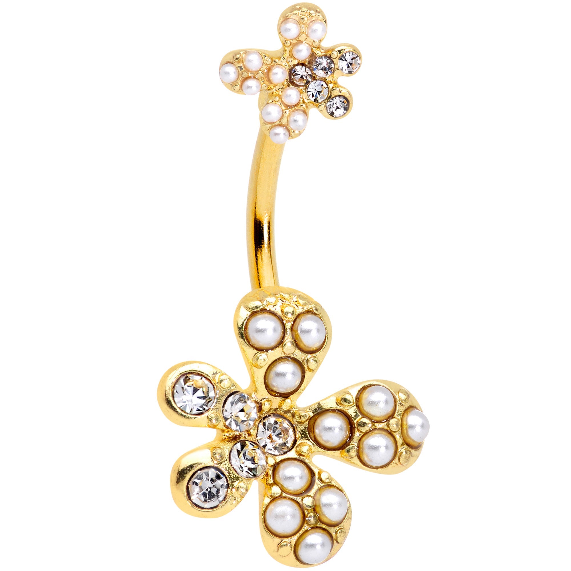 BodyCandy Clear Gem Gold Tone Stylish Splat Double Mount Belly Ring — main product shot