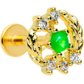 BodyCandy 16G 5/16 Green Faux Opal Gold Tone Harvest Wreath Labret Tragus — main product shot