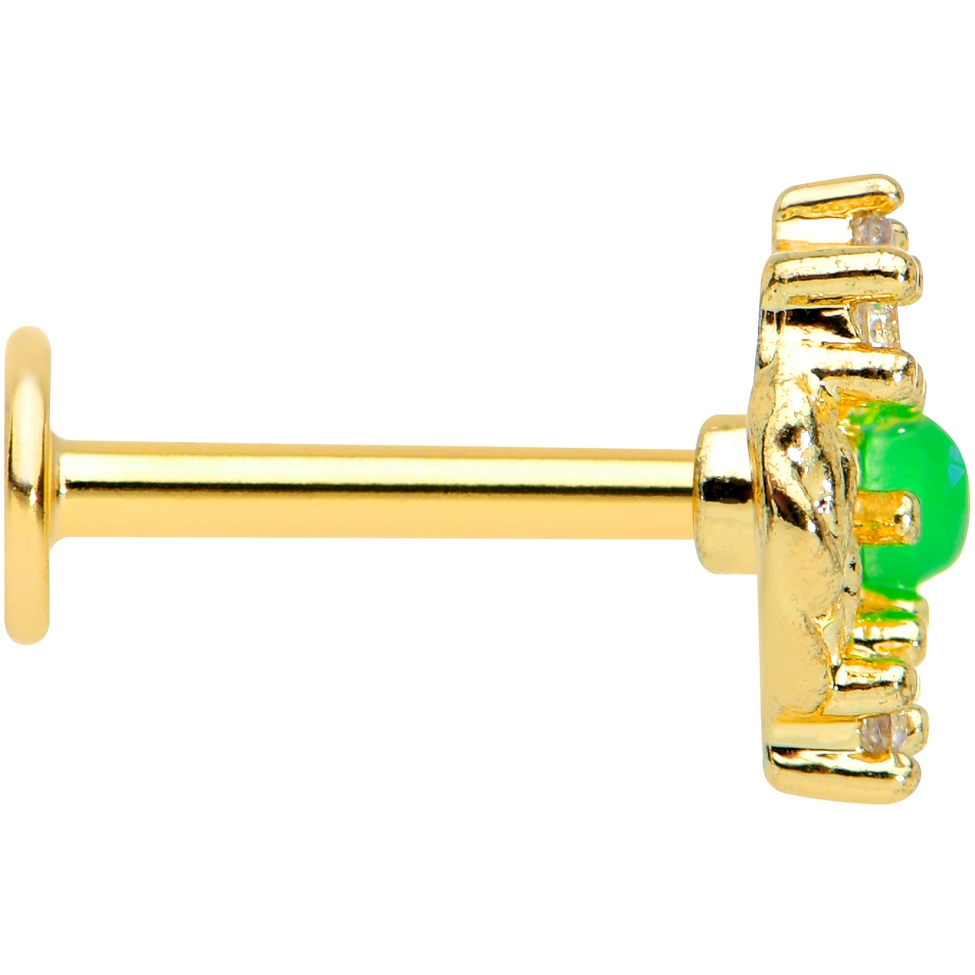 BodyCandy 16G 5/16 Green Faux Opal Gold Tone Harvest Wreath Labret Tragus — lifestyle context