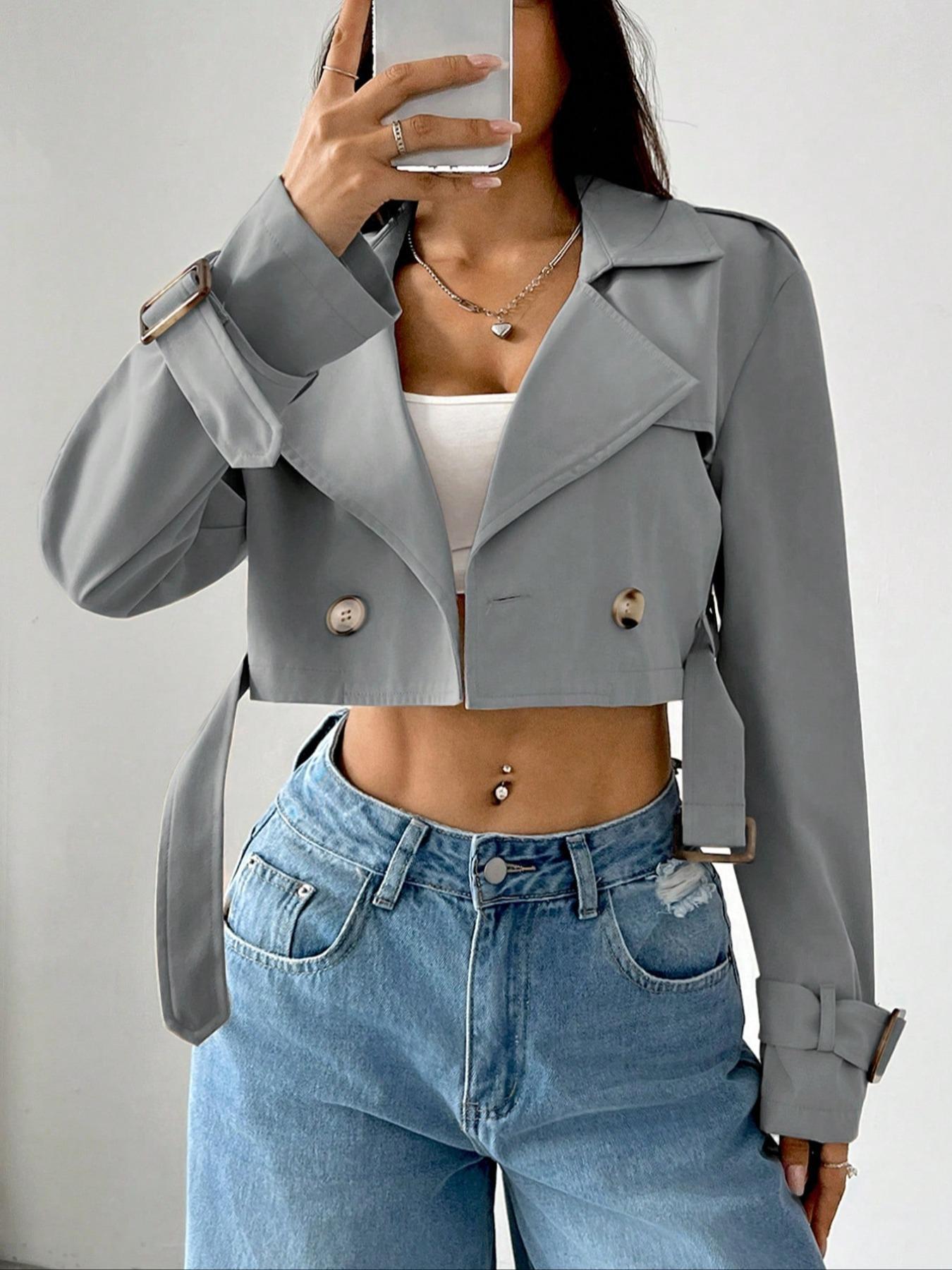 Double-Breasted Cropped Outerwear