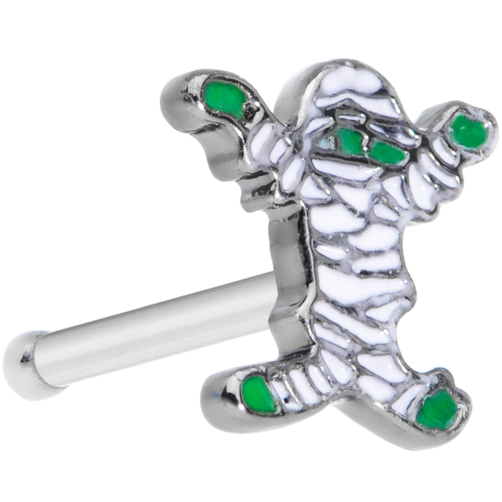 BodyCandy 20G 5/16 Green Mummy Halloween Nose Bone — main product shot