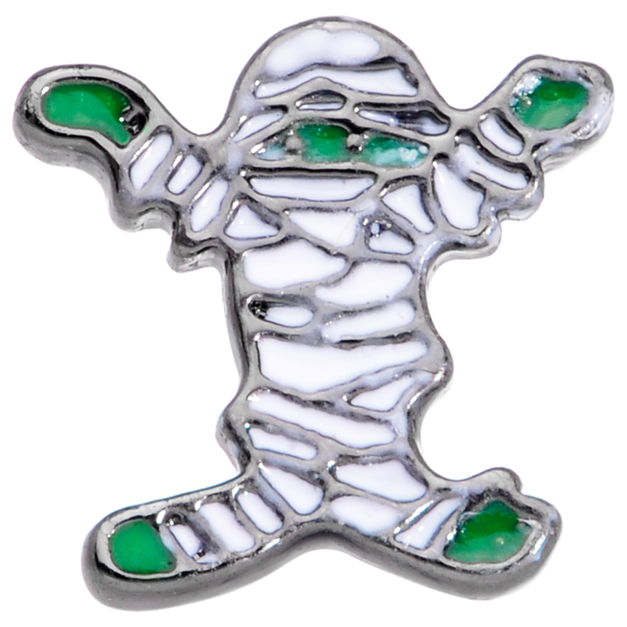 BodyCandy 20G 5/16 Green Mummy Halloween Nose Bone — detail close-up