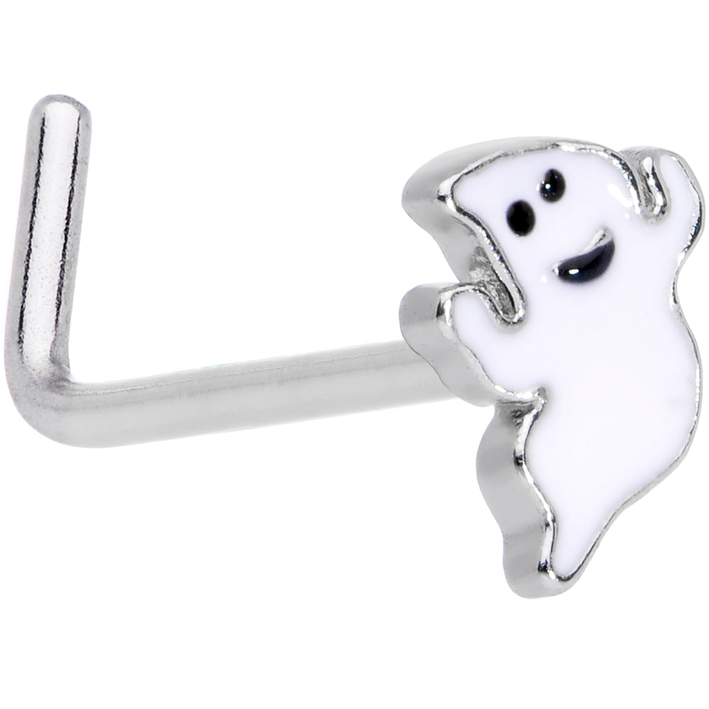 BodyCandy 20G 7mm Happy Ghost Halloween L Shaped Nose Ring — main product shot
