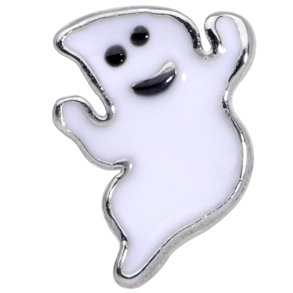BodyCandy 20G 7mm Happy Ghost Halloween L Shaped Nose Ring — detail close-up
