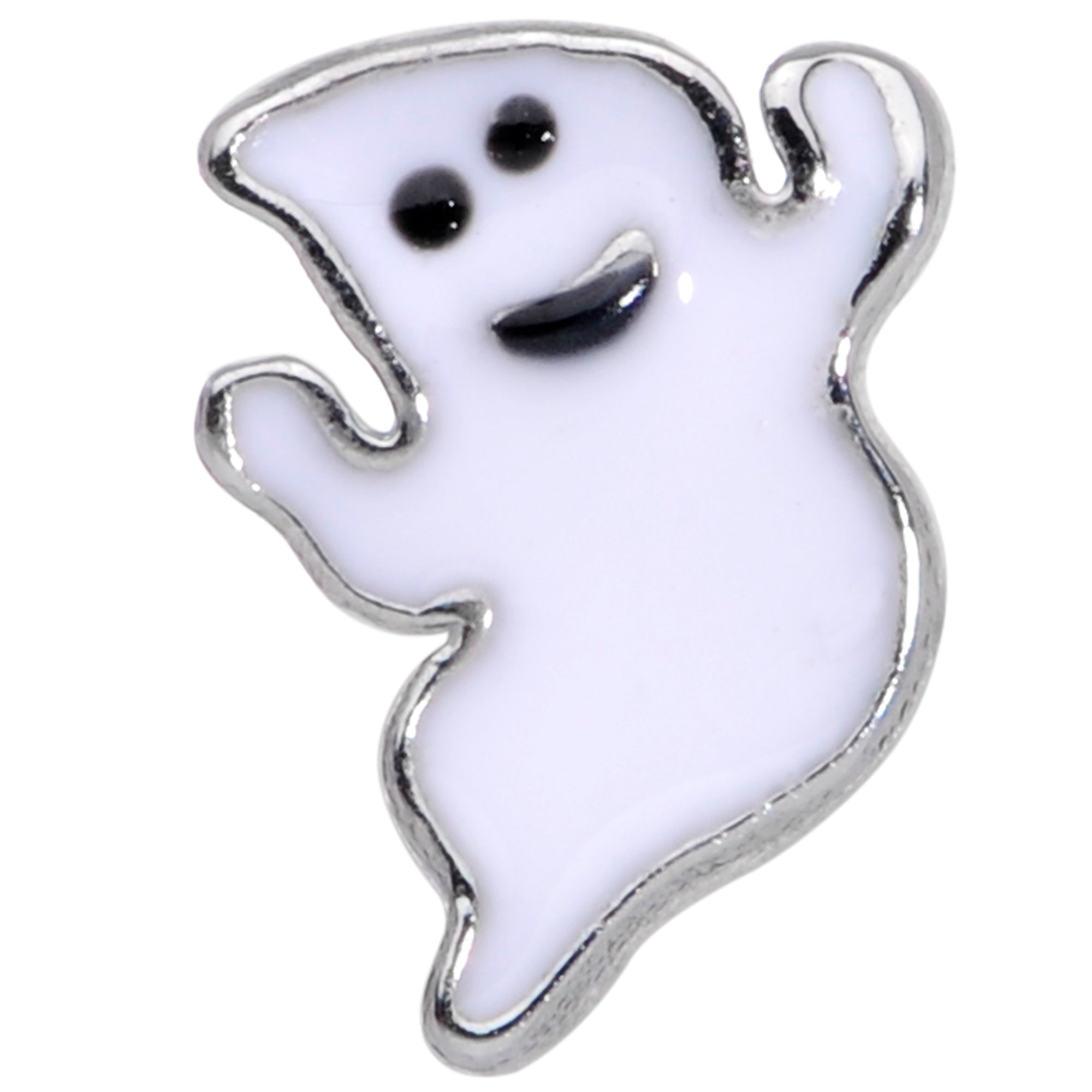 BodyCandy 20G 7mm Happy Ghost Halloween L Shaped Nose Ring — detail close-up