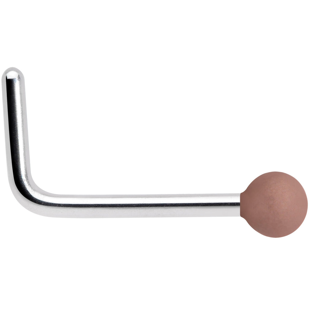 BodyCandy 20G 7mm Brown Matte 2mm L Shaped Nose Ring — detail close-up