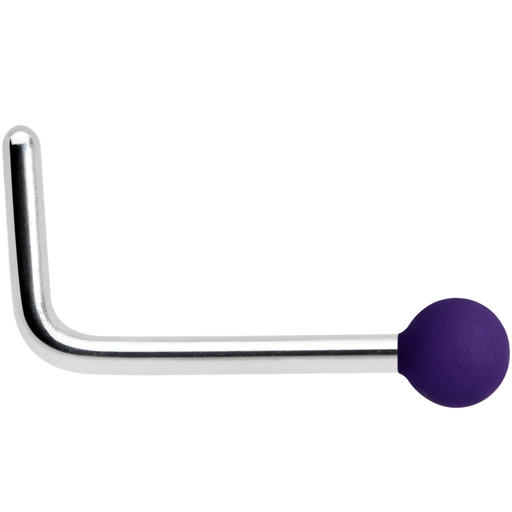 BodyCandy 20G 7mm Purple Matte 2mm L Shaped Nose Ring — detail close-up