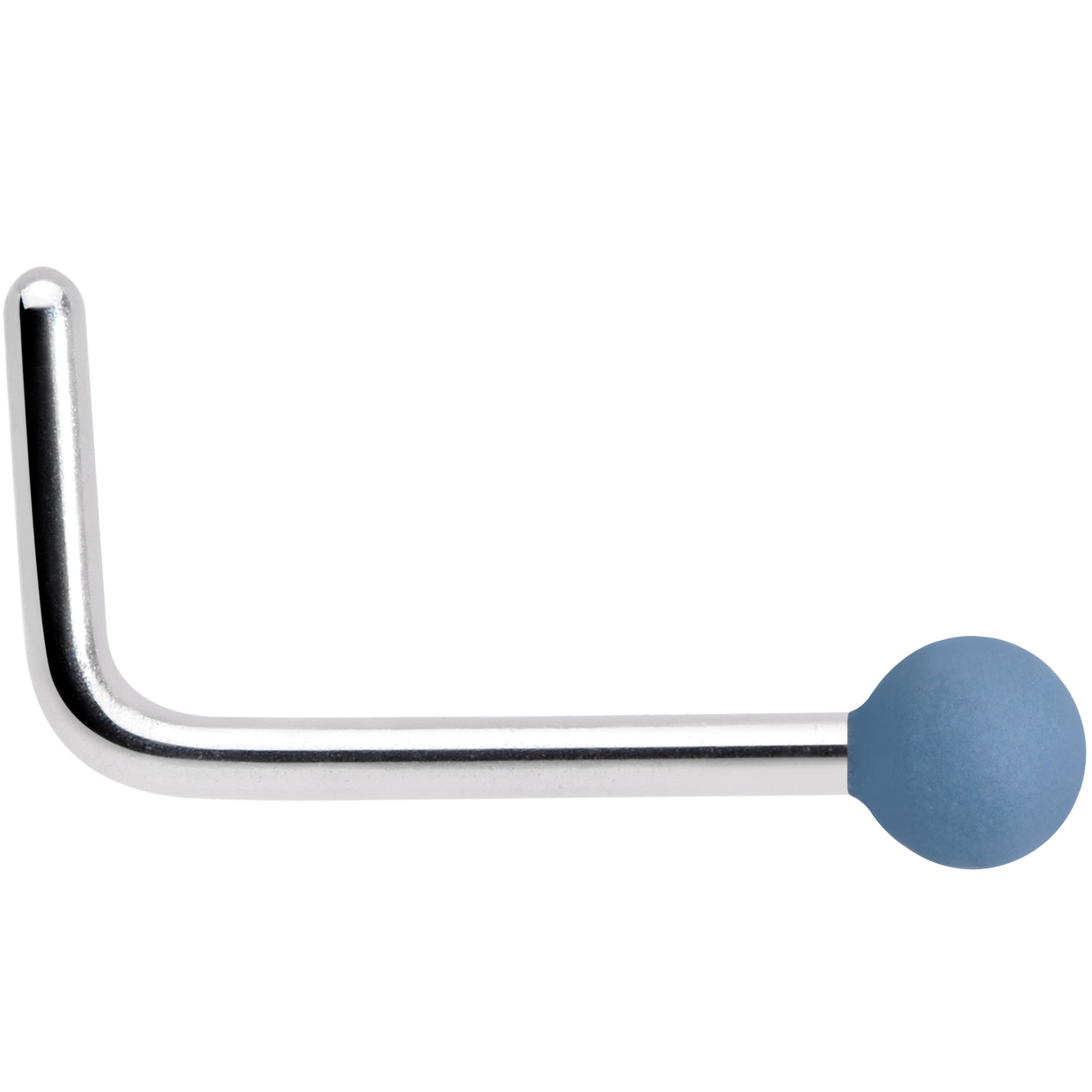 BodyCandy 20G 7mm Light Grey Matte 2mm L Shaped Nose Ring — detail close-up