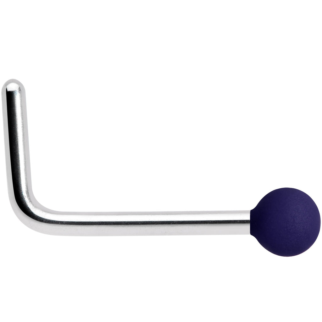 BodyCandy 20G 7mm Dark Blue Matte 2mm L Shaped Nose Ring — detail close-up