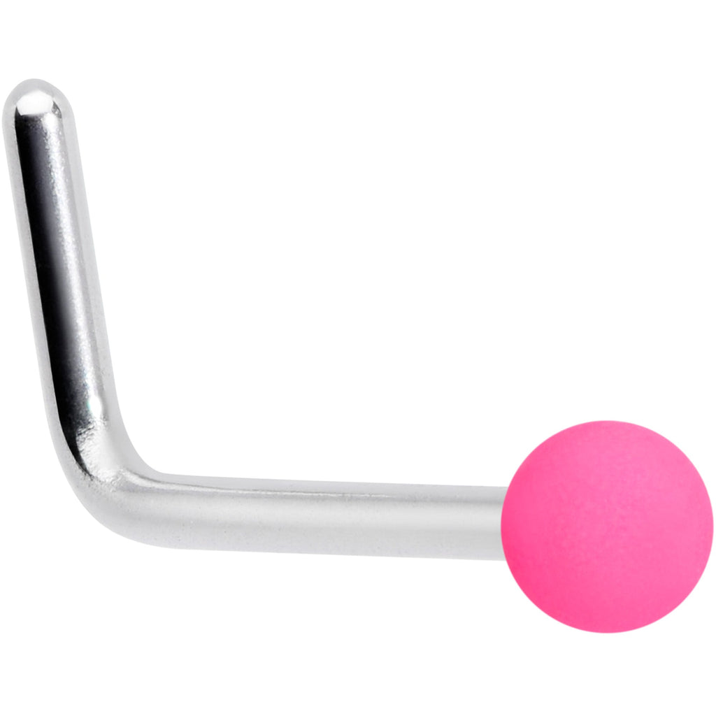 BodyCandy 20G 7mm Pink Matte 2mm L Shaped Nose Ring — main product shot