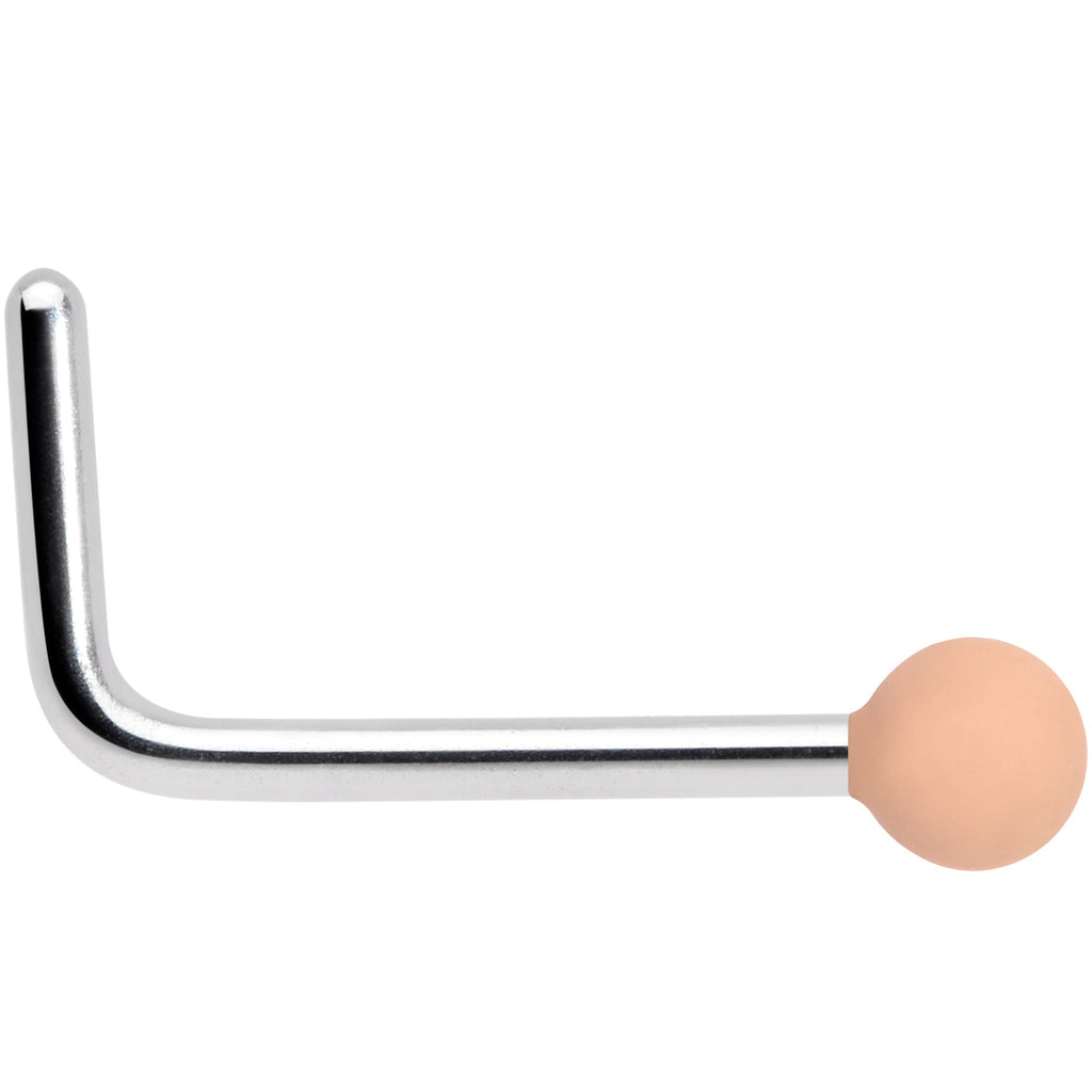 BodyCandy 20G 7mm Beige Matte 2mm L Shaped Nose Ring — detail close-up