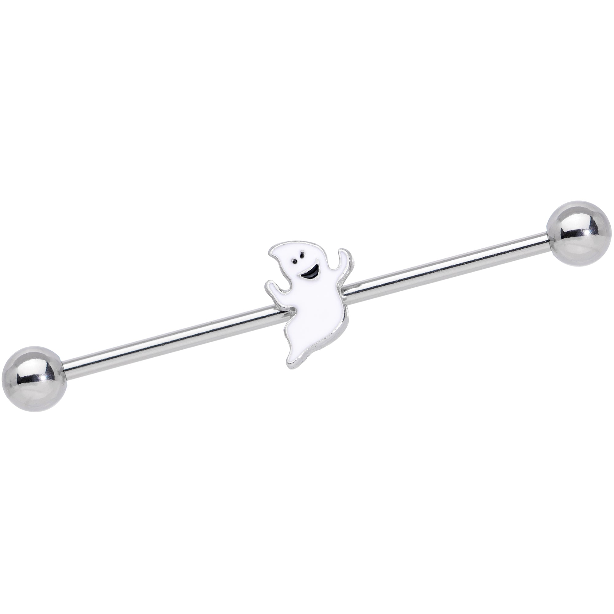BodyCandy 14G Happy Ghost Halloween Industrial Barbell 38mm — main product shot