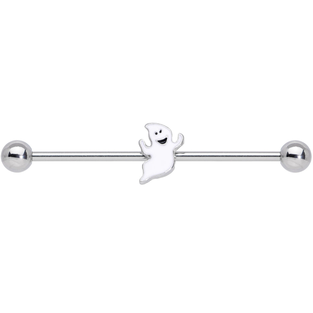 BodyCandy 14G Happy Ghost Halloween Industrial Barbell 38mm — detail close-up