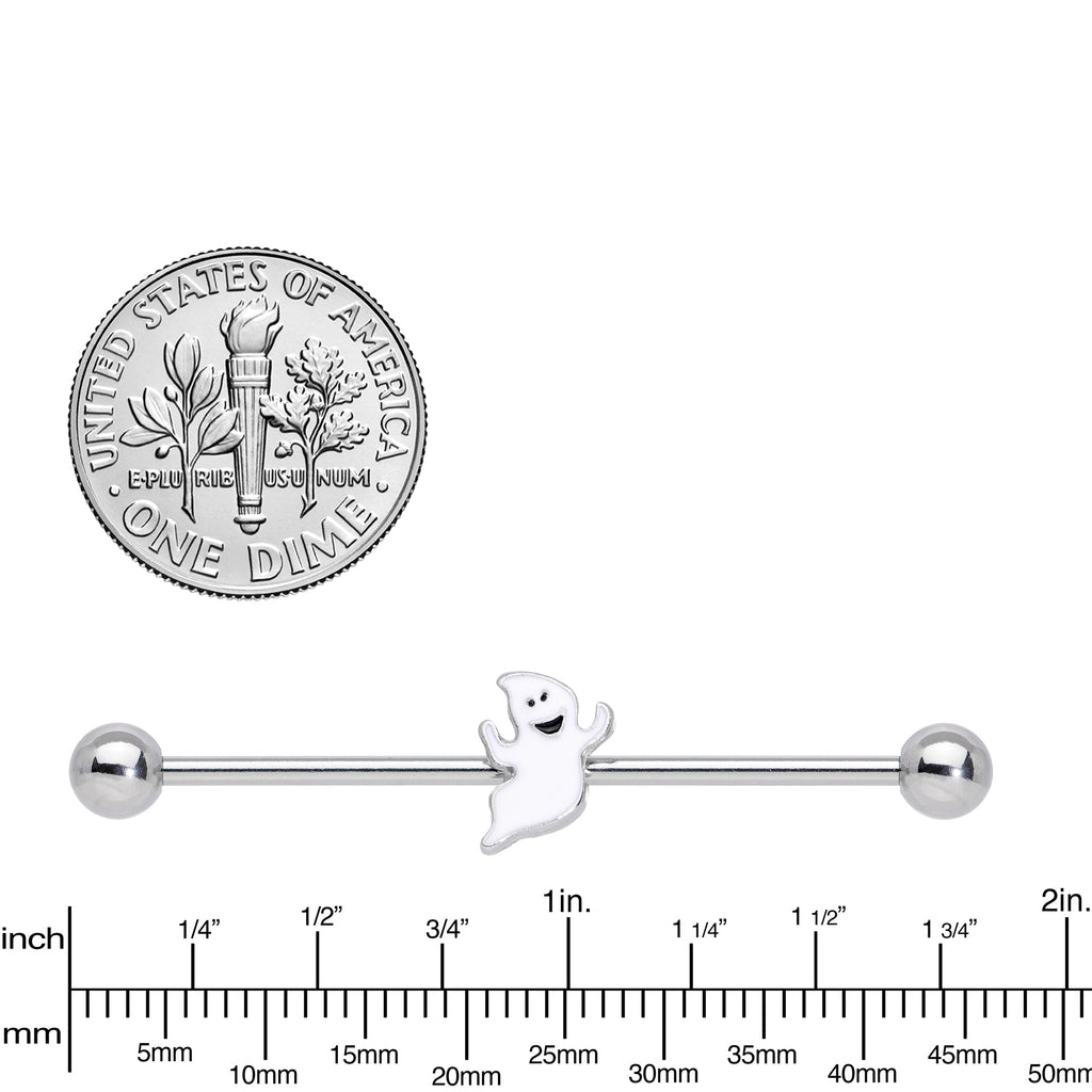 BodyCandy 14G Happy Ghost Halloween Industrial Barbell 38mm — lifestyle context