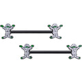BodyCandy 14G 5/8 Black Green Mummy Halloween Barbell Nipple Ring Set — main product shot