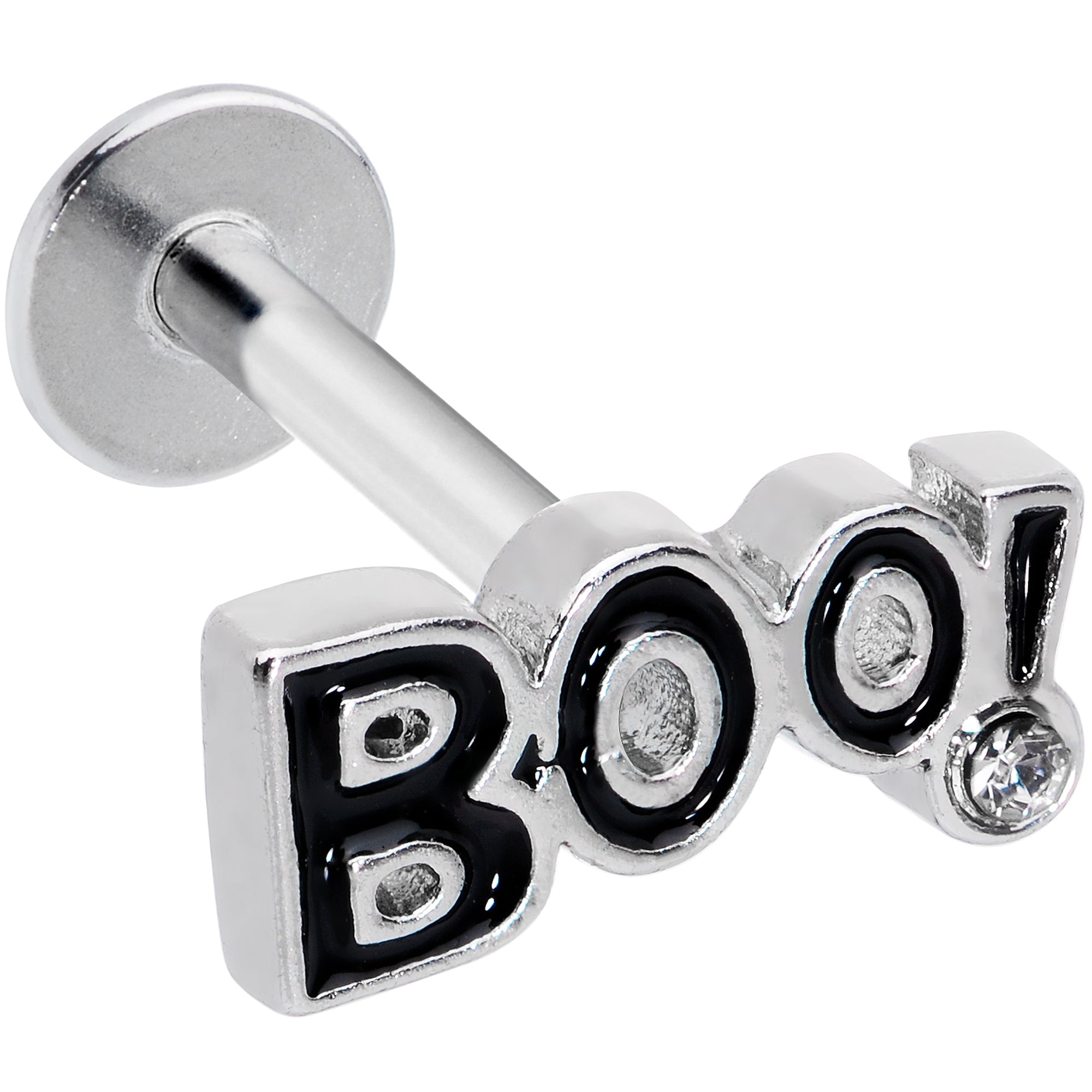 BodyCandy 16G 5/16 Clear Gem Black Boo Halloween Labret Monroe Tragus — main product shot
