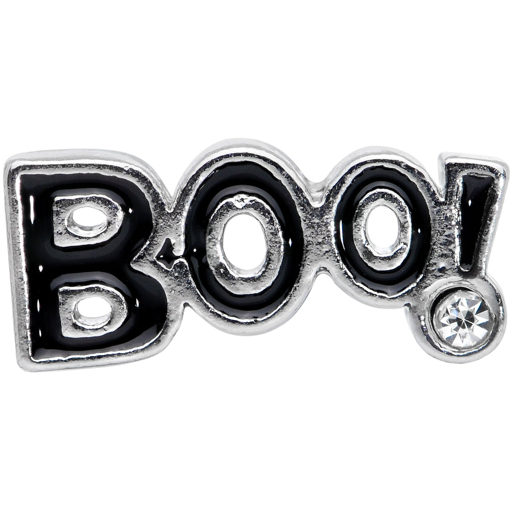BodyCandy 16G 5/16 Clear Gem Black Boo Halloween Labret Monroe Tragus — detail close-up