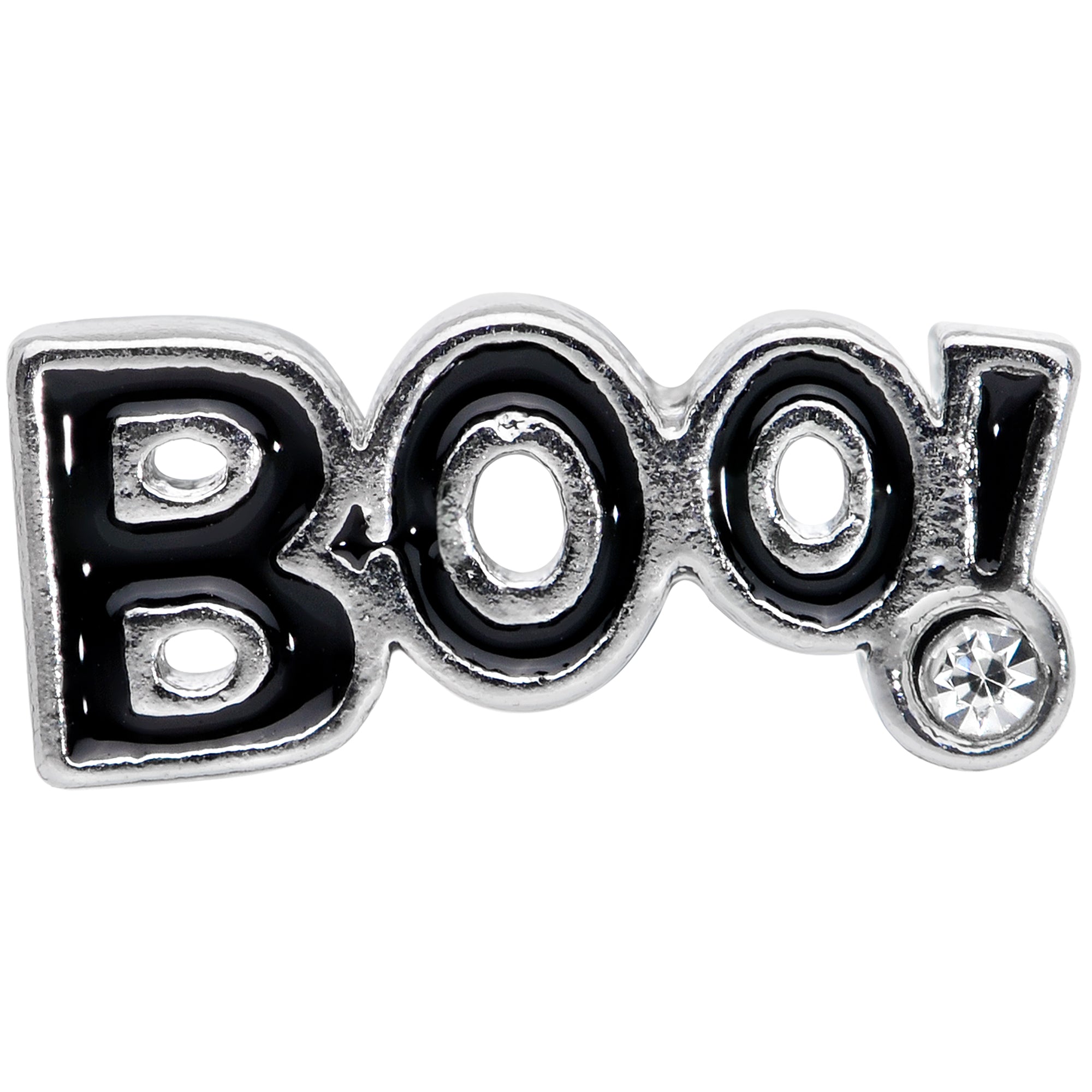 BodyCandy 16G 5/16 Clear Gem Black Boo Halloween Labret Monroe Tragus — detail close-up