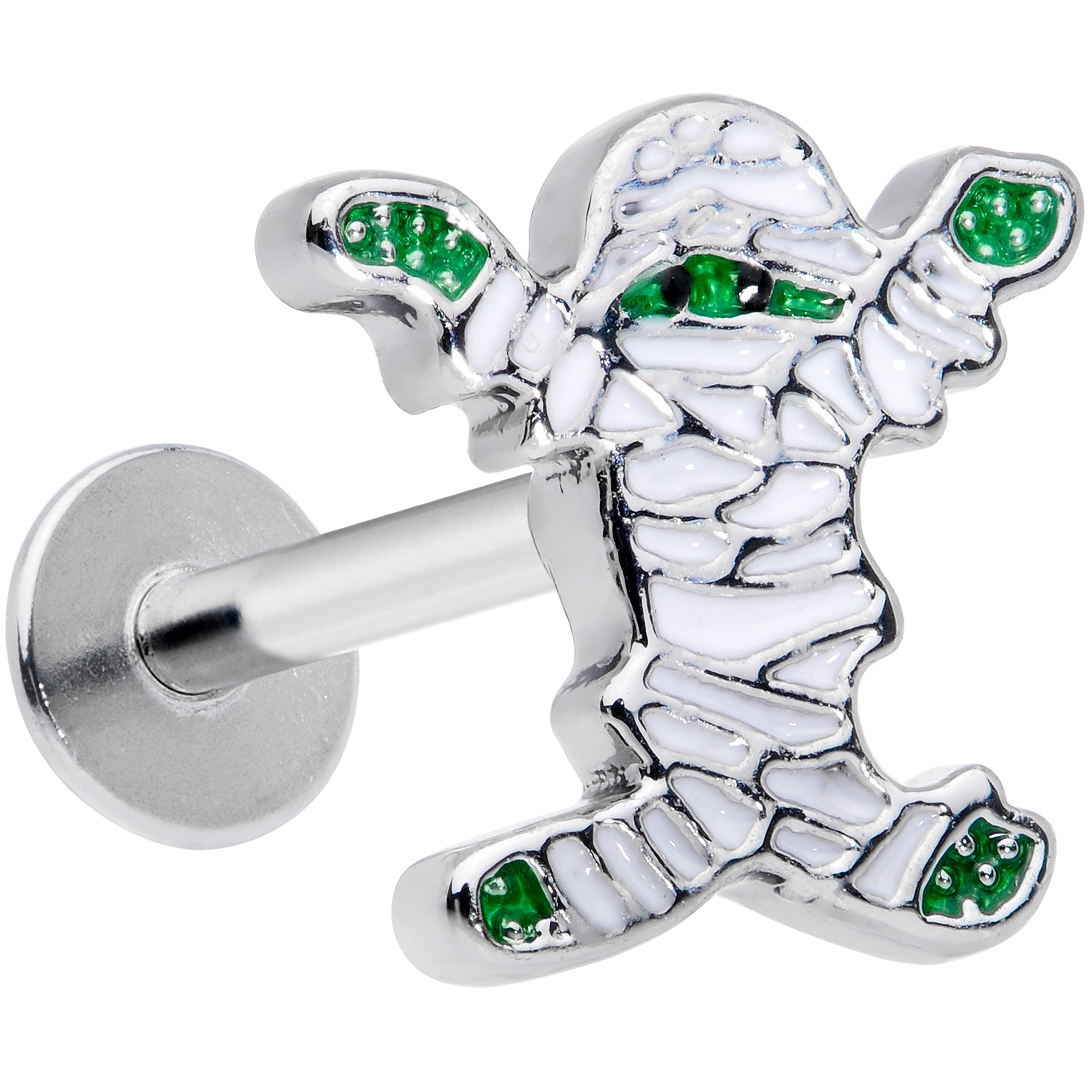 BodyCandy 16G 5/16 Green Mummy Halloween Labret Monroe Tragus — main product shot