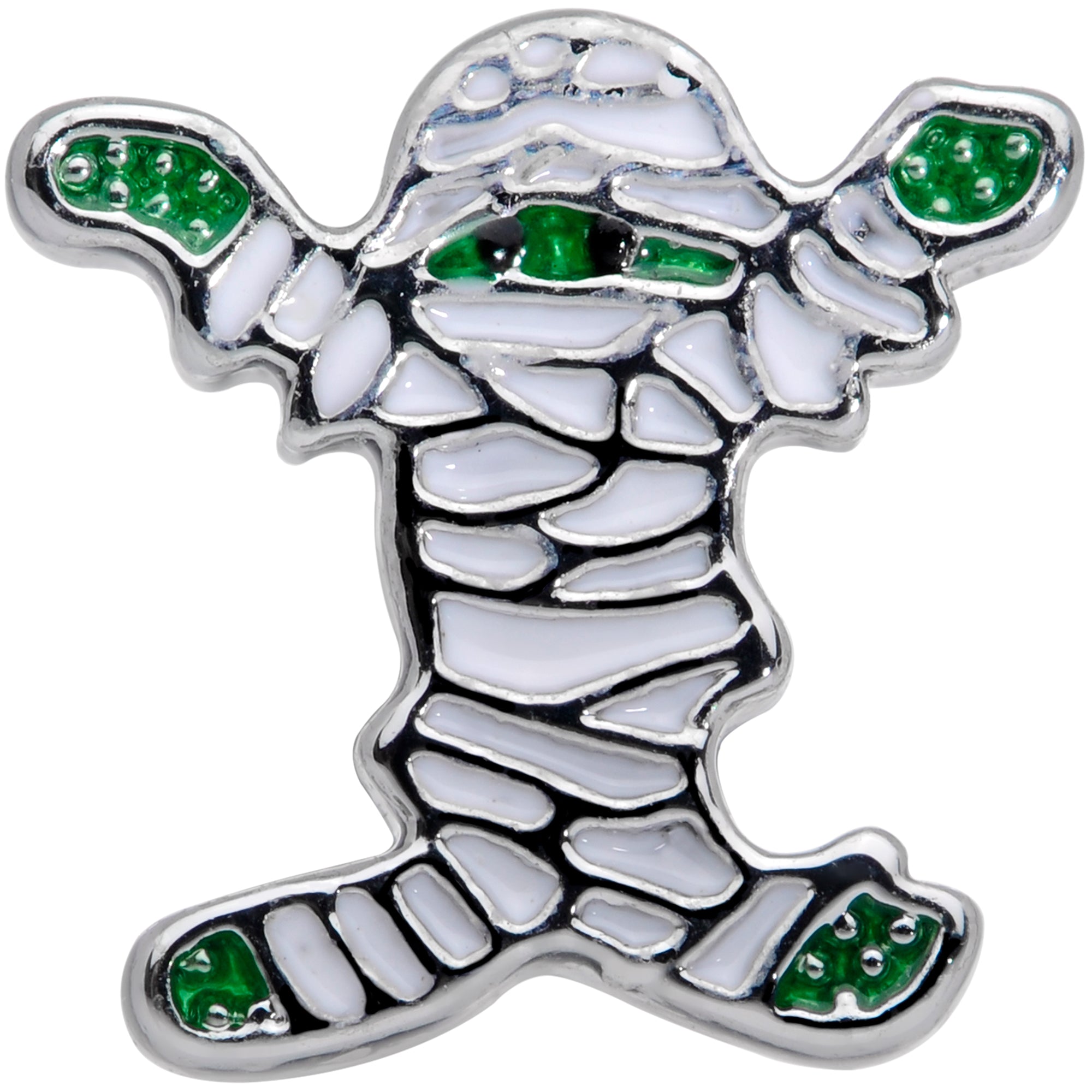 BodyCandy 16G 5/16 Green Mummy Halloween Labret Monroe Tragus — detail close-up