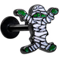 BodyCandy 16G 5/16 Black Green Mummy Halloween Labret Monroe Tragus — main product shot