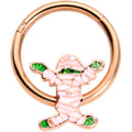 BodyCandy 16G 3/8 Rose Gold Tone Green Mummy Halloween Hinged Segment Ring — main product shot