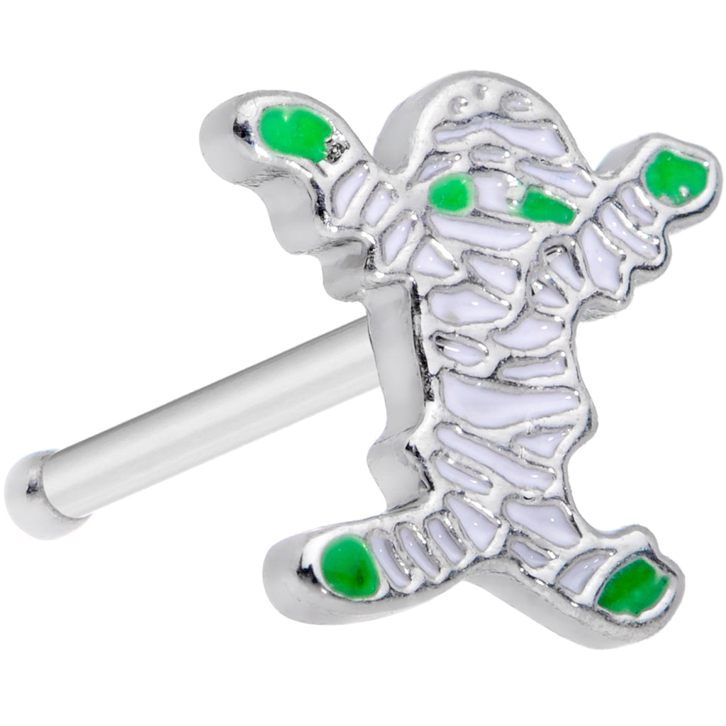 BodyCandy 20G 7mm Green Mummy Halloween Nose Bone — main product shot