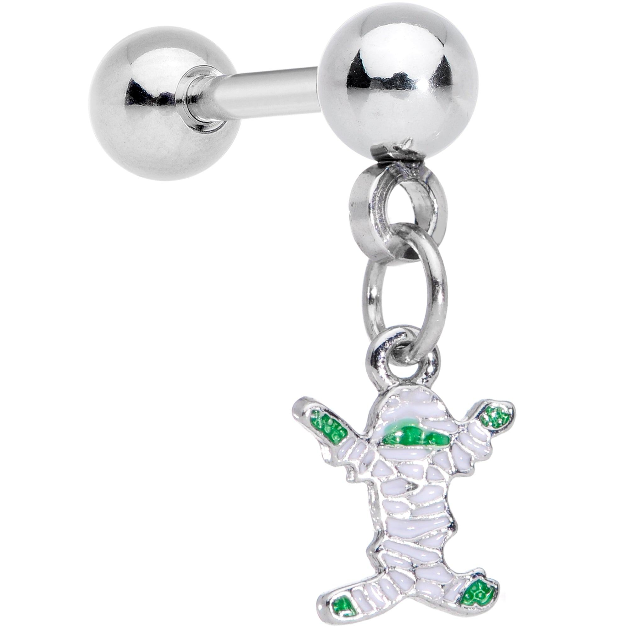 BodyCandy 16G 1/4 Green Mummy Halloween Dangle Cartilage Earring — main product shot