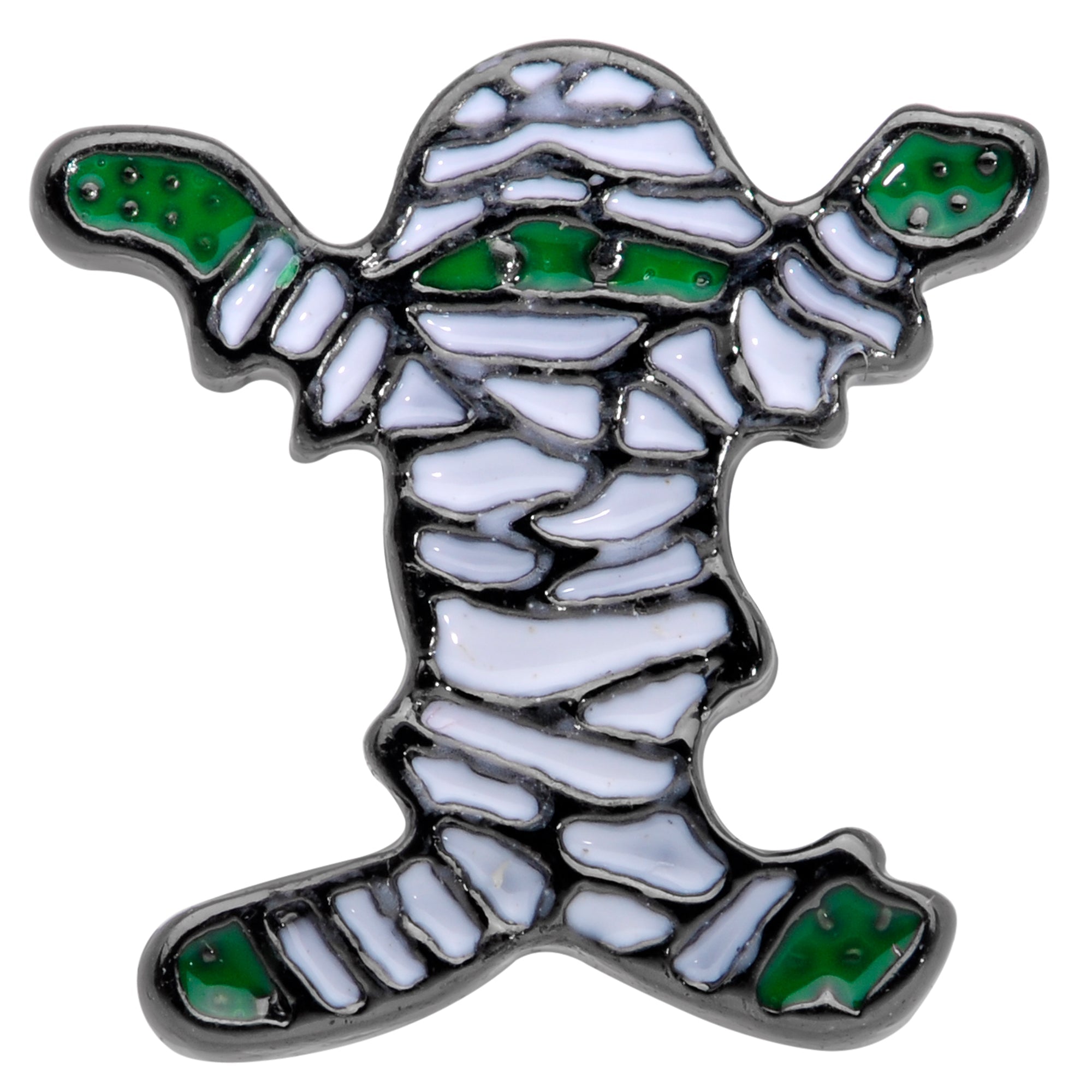 BodyCandy 20G 7mm Black Green Mummy Halloween L Shaped Nose Ring — detail close-up