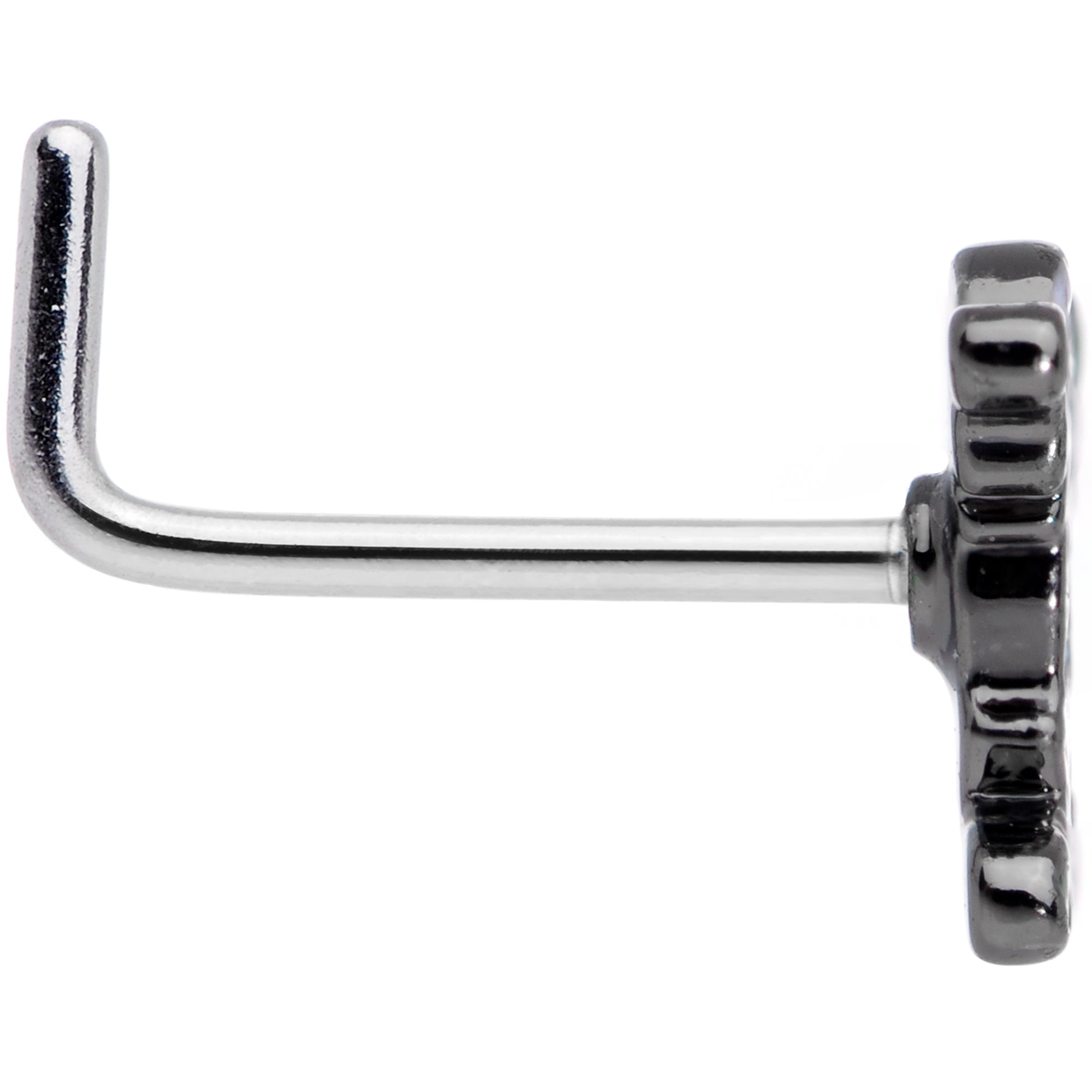 BodyCandy 20G 7mm Black Green Mummy Halloween L Shaped Nose Ring — lifestyle context