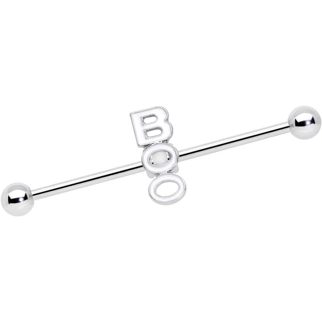 BodyCandy 14G White Boo Halloween Industrial Barbell 38mm — main product shot