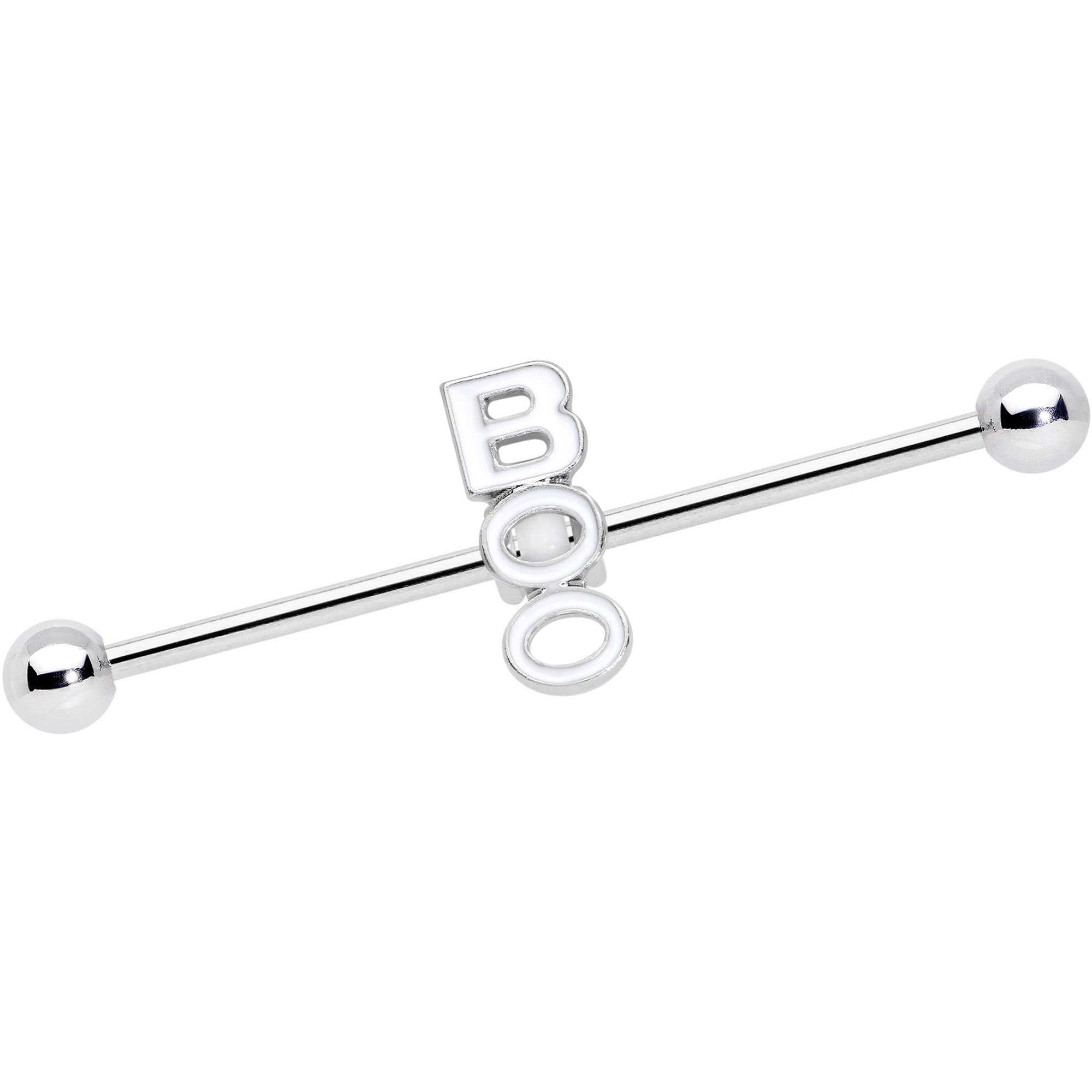 BodyCandy 14G White Boo Halloween Industrial Barbell 38mm — main product shot