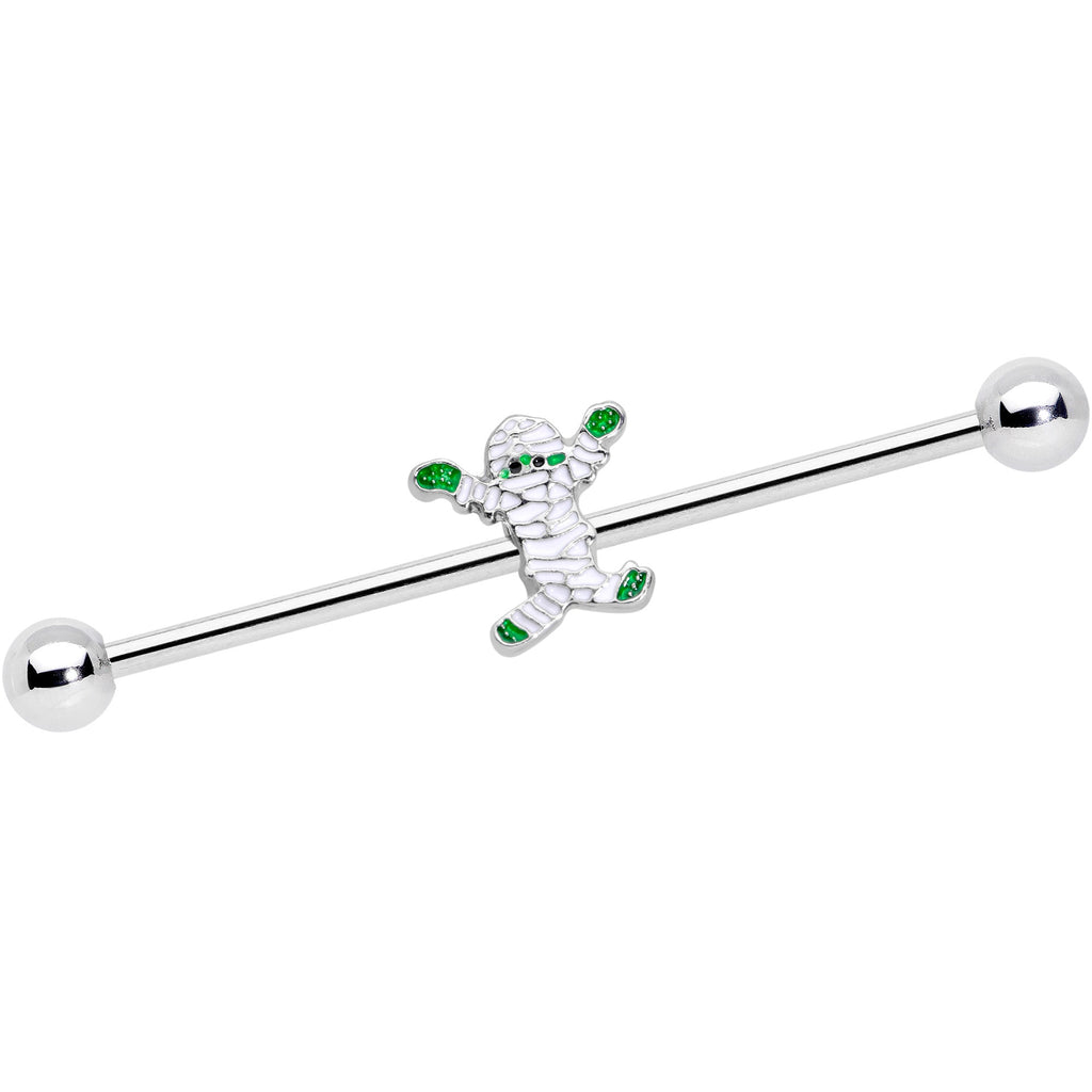 BodyCandy 14G Green Mummy Halloween Industrial Barbell 38mm — main product shot