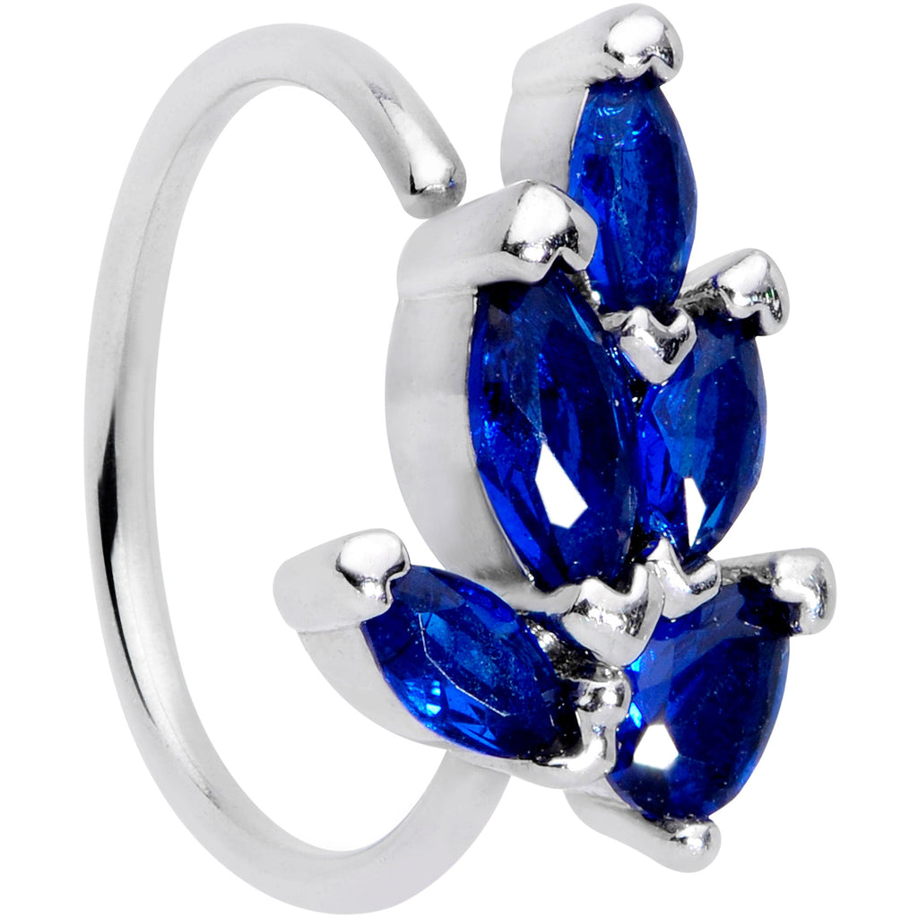 BodyCandy 20G 5/16 Blue Gem Raindrop Nose Hoop — main product shot