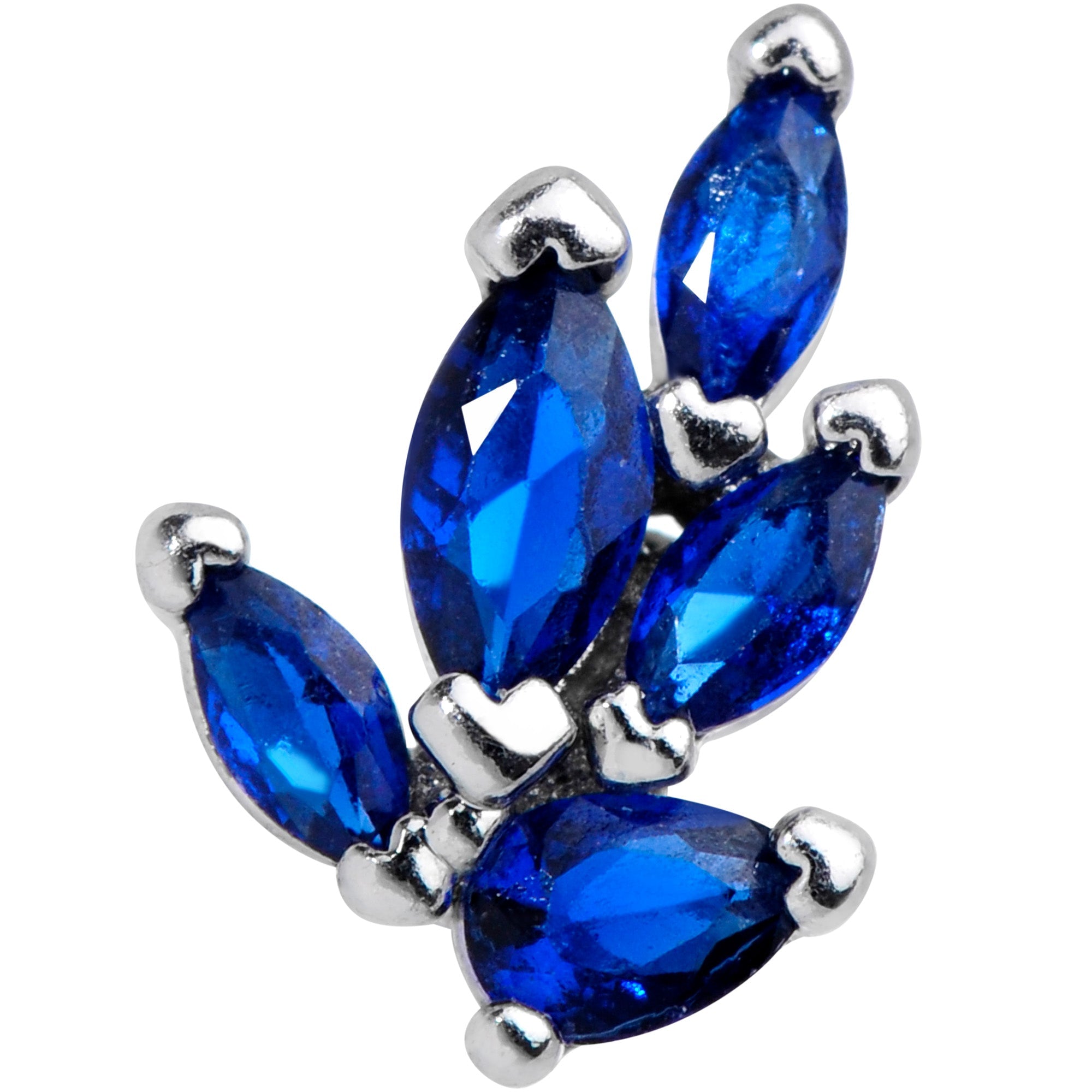 BodyCandy 20G 5/16 Blue Gem Raindrop Nose Hoop — detail close-up