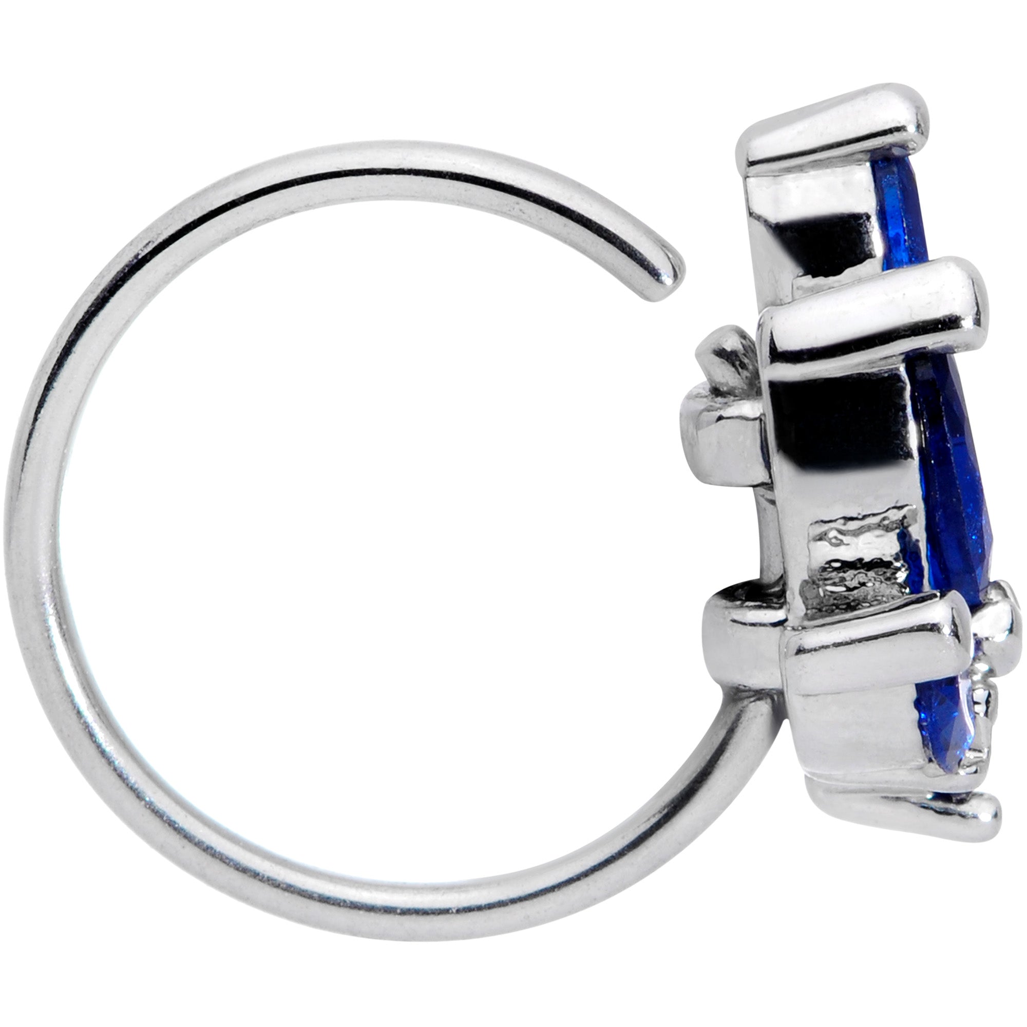 BodyCandy 20G 5/16 Blue Gem Raindrop Nose Hoop — lifestyle context