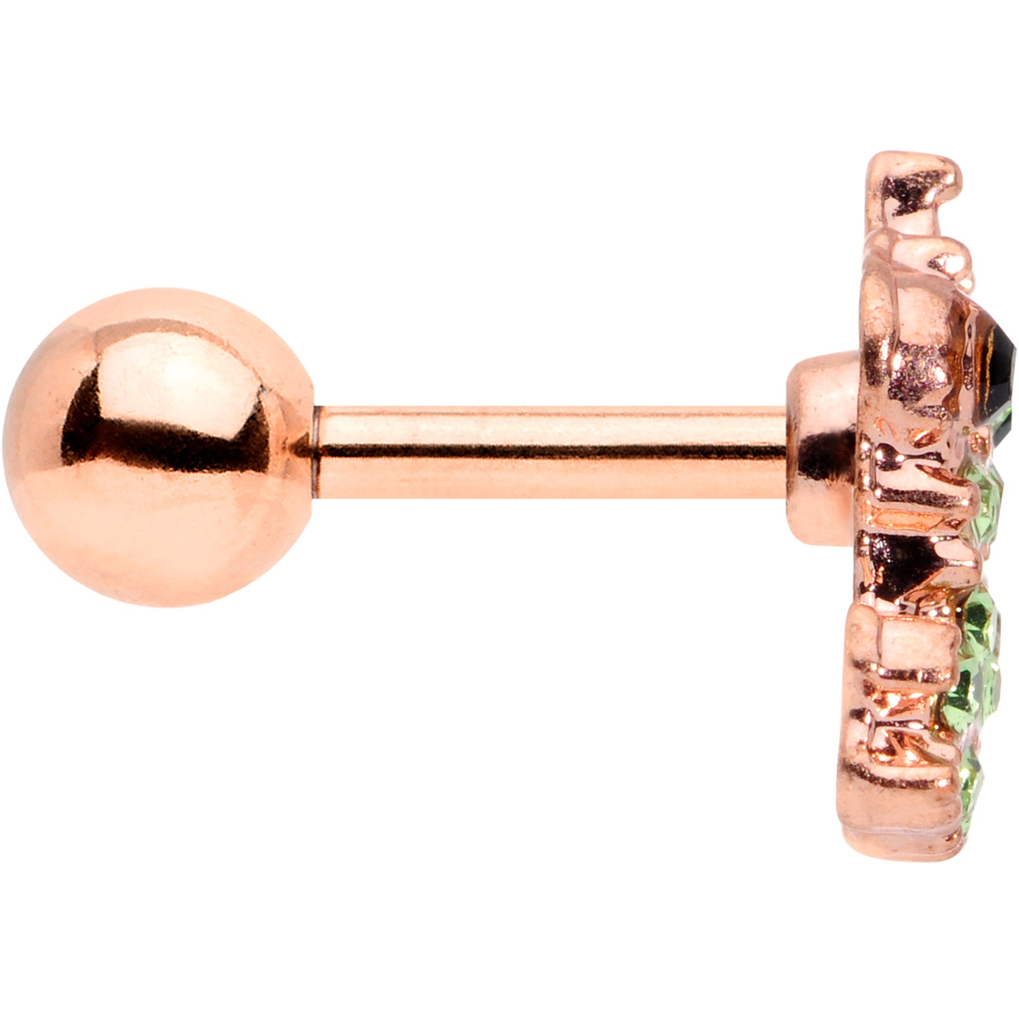 BodyCandy 16G 1/4 Green Gem Rose Gold Tone Royal Frog Cartilage Tragus — lifestyle context