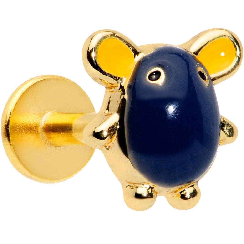 BodyCandy 16G 5/16 Gold Tone Black Mouse Labret Monroe Tragus — main product shot