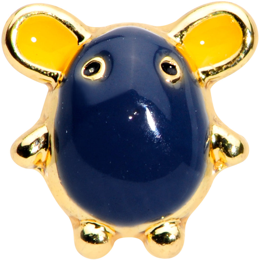 BodyCandy 16G 5/16 Gold Tone Black Mouse Labret Monroe Tragus — detail close-up