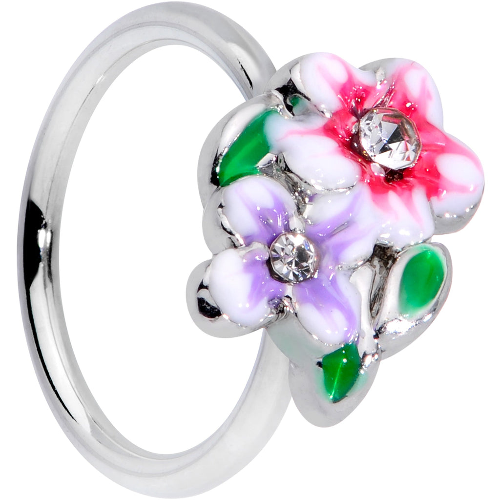 BodyCandy 20G 5/16 Clear Gem Fanciful Flowers Nose Hoop — main product shot