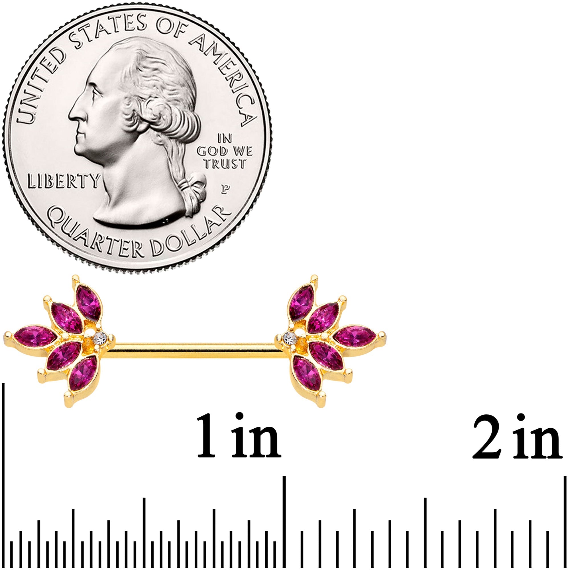 BodyCandy 14G 9/16 Red Gem Gold Tone Autumn Leaves Nipple Ring Set — lifestyle context