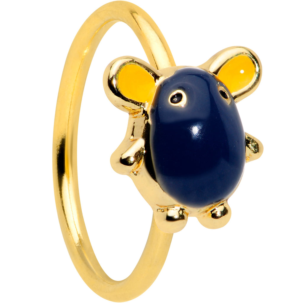 BodyCandy 20G 5/16 Gold Tone Black Mouse Nose Hoop — main product shot