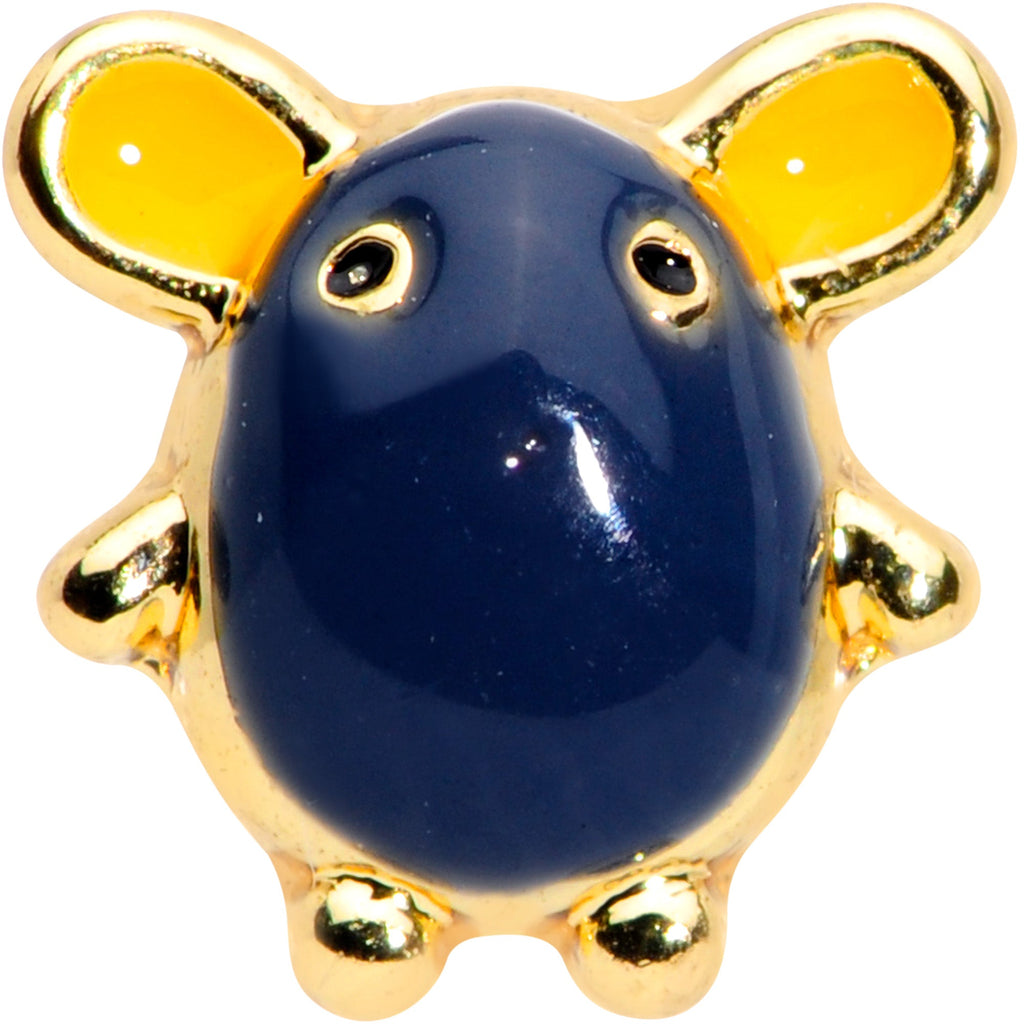BodyCandy 20G 5/16 Gold Tone Black Mouse Nose Hoop — detail close-up