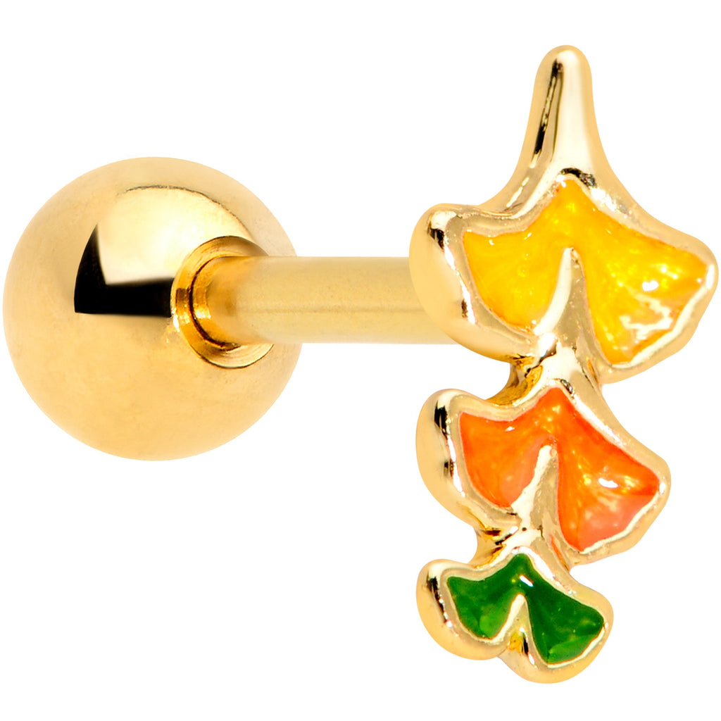 BodyCandy 16G 1/4 Gold Tone Autumn Leaves Fall Cartilage Tragus — main product shot
